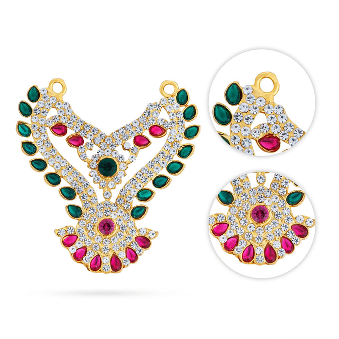 Stone Necklace - 2.5 X 2.5 Inches | Multicolour Stone Jewellery/ Artificial Jewelry For Deity - Neck & Body Accessories