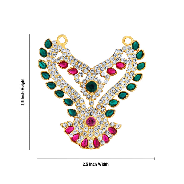 Stone Necklace - 2.5 X 2.5 Inches | Multicolour Stone Jewellery/ Artificial Jewelry For Deity - Neck & Body Accessories