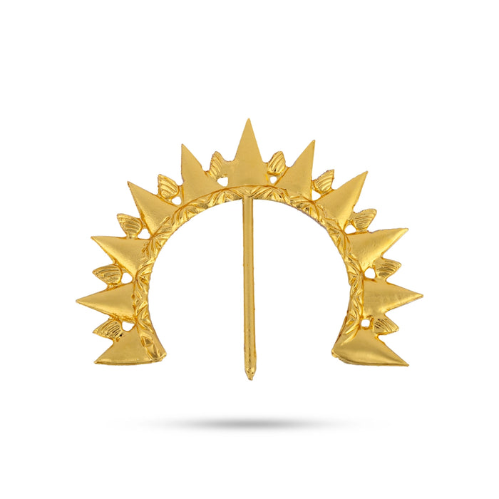 Gold Polish Hair Arch - 2 x 2.5 Inches | Hair Ornament / Artificial Jewelry / Hair Accessory For Deity