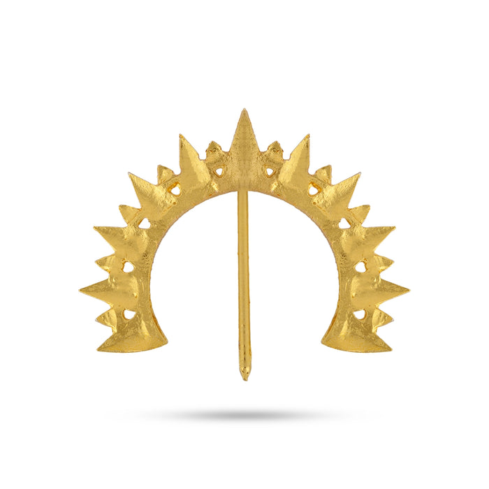 Gold Polish Hair Arch - 2 x 2.5 Inches | Hair Ornament / Artificial Jewelry / Hair Accessory For Deity