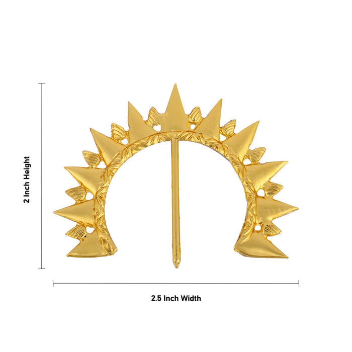Gold Polish Hair Arch - 2 x 2.5 Inches | Hair Ornament / Artificial Jewelry / Hair Accessory For Deity