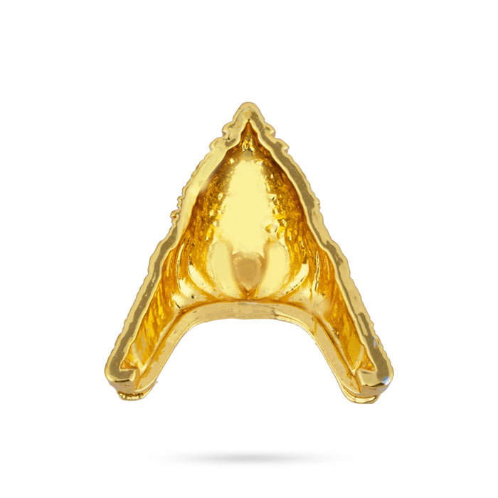 Half Kiridam - 1.25 x 1 Inches | Single Stone Crown/ Gold Polish Kireedam / Mukut For Deity Decor