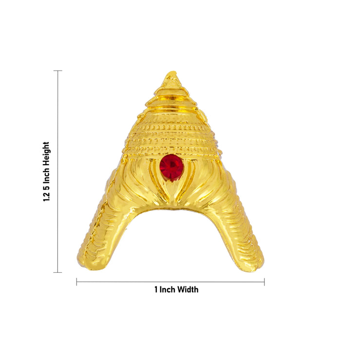 Half Kiridam - 1.25 x 1 Inches | Single Stone Crown/ Gold Polish Kireedam / Mukut For Deity Decor