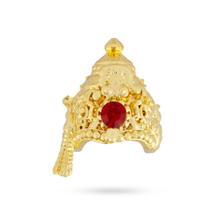 Half Kireedam - 1 x 0.5 Inches | Single Stone Crown/ Gold Polish Kireedam/ Mukut For Deity