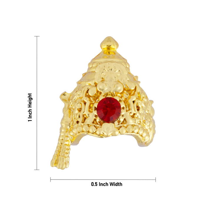 Half Kireedam - 1 x 0.5 Inches | Single Stone Crown/ Gold Polish Kireedam/ Mukut For Deity