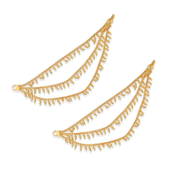 Mattal - 4.5 Inches | 3 Step Ear Chain / Artificial Jewellery / Gold Polish Jewellery for Women - Ethnic Wear Accessories