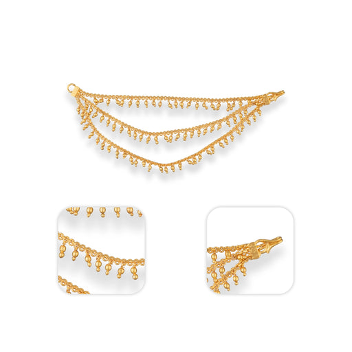 Mattal - 4.5 Inches | 3 Step Ear Chain / Artificial Jewellery / Gold Polish Jewellery for Women - Ethnic Wear Accessories