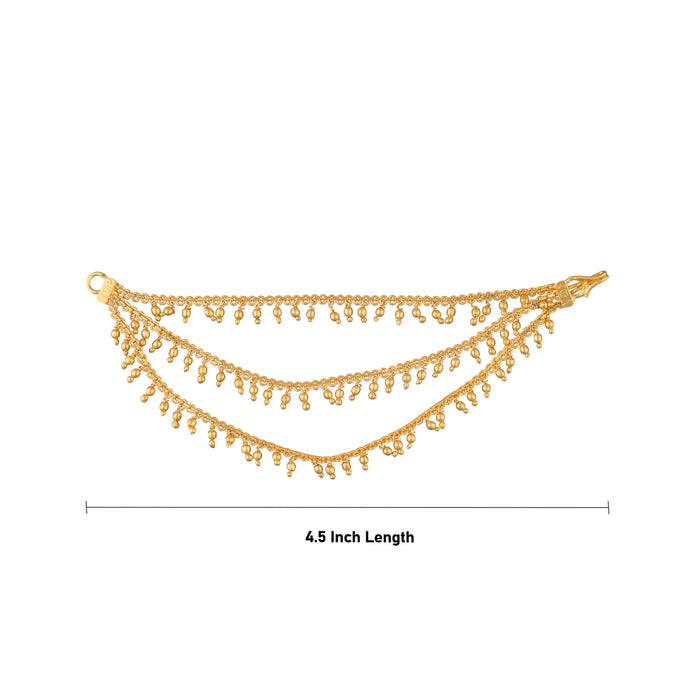 Mattal - 4.5 Inches | 3 Step Ear Chain / Artificial Jewellery / Gold Polish Jewellery for Women - Ethnic Wear Accessories