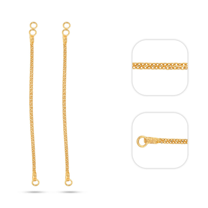 Ear Chain Pair - 4.75 Inches | Earring Chain/ Gold Polish Earring Mattal for Women