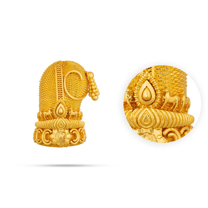 Sridevi Bhudevi Crown Pair - 1.5 x 1 Inches | Gold Polish Kireedam/ Mukut/ Kiridam for Deity - Head & Face Accessories