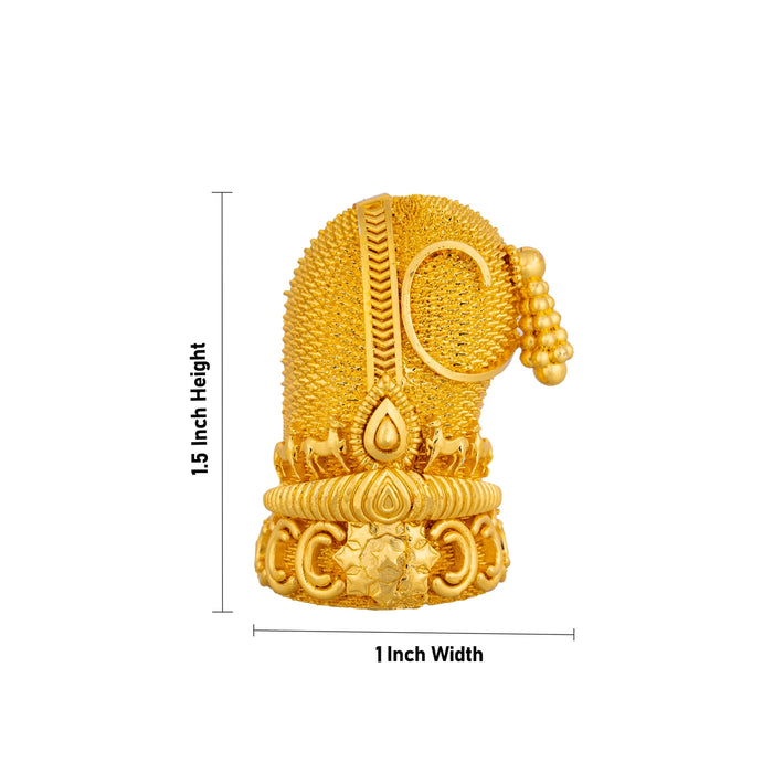 Sridevi Bhudevi Crown Pair - 1.5 x 1 Inches | Gold Polish Kireedam/ Mukut/ Kiridam for Deity - Head & Face Accessories