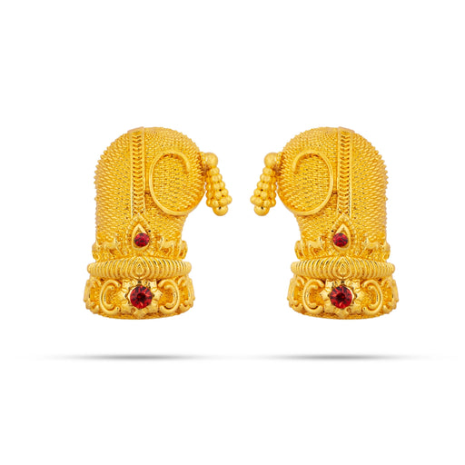 Sridevi Bhudevi Crown Pair - 2 x 1.5 Inches | Gold Polish Kireedam/ Mukut/ Kiridam for Deity - Head & Face Accessories