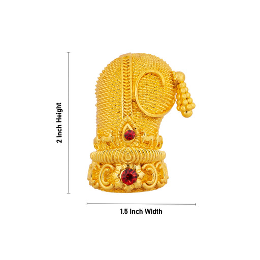 Sridevi Bhudevi Crown Pair - 2 x 1.5 Inches | Gold Polish Kireedam/ Mukut/ Kiridam for Deity - Head & Face Accessories