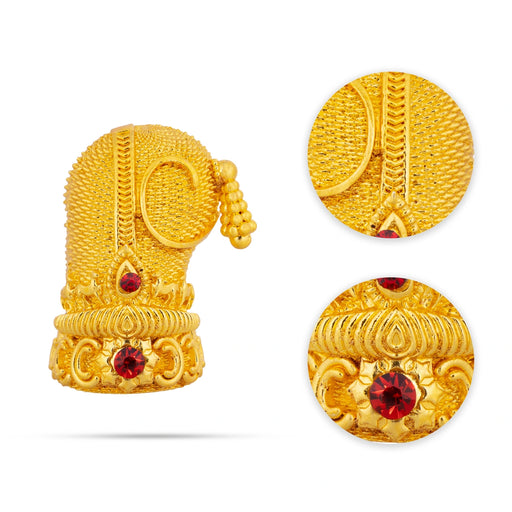 Sridevi Bhudevi Crown Pair - 2.5 x 1.75 Inches | Gold Polish Kireedam/ Mukut/ Kiridam for Deity - Head & Face Accessories
