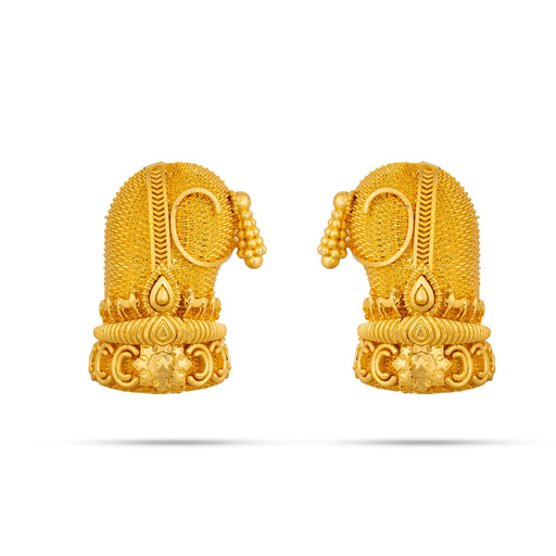 Sridevi Bhudevi Crown Pair - 3 x 2.25 Inches | Gold Polish Kireedam/ Mukut/ Kiridam for Deity - Head & Face Accessories