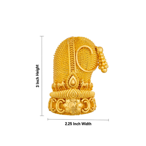 Sridevi Bhudevi Crown Pair - 3 x 2.25 Inches | Gold Polish Kireedam/ Mukut/ Kiridam for Deity - Head & Face Accessories