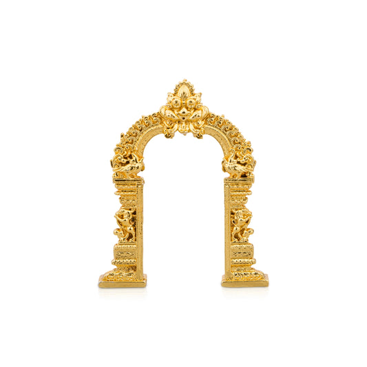 Gold Polish Arch - 2 x 1.5 Inches | Thiruvachi/ Prabhavali for Idols - Deity Accessories