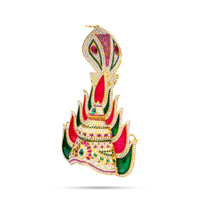 Half Stone Crown - 8.75 x 6 Inches | Multicolour Stone Kireedam/ Sudar & Nagam Design Kiridam/ Mukut for Deity - Head & Face Accessories