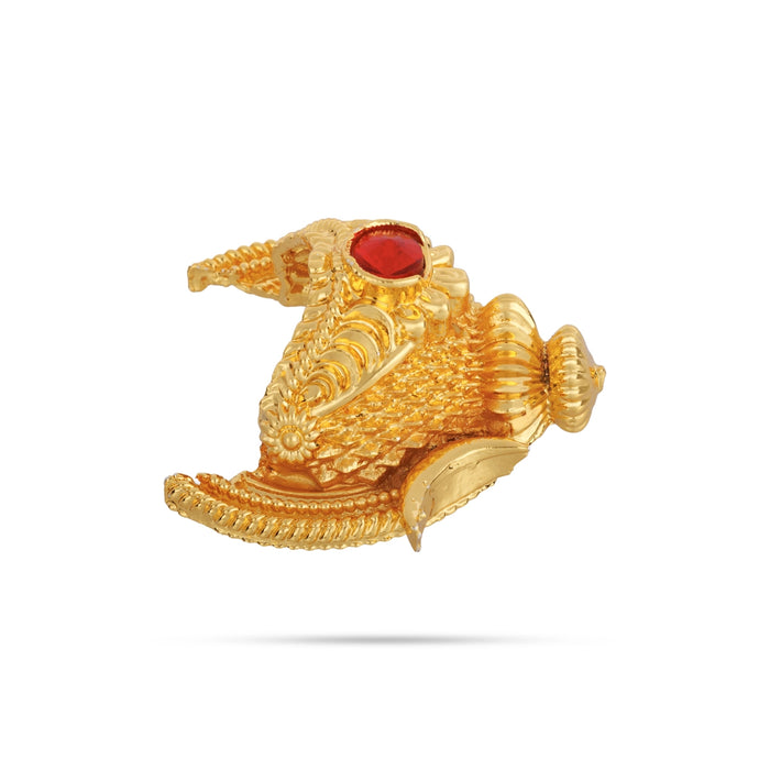 Half Kiridam - 2.25 x 2 Inches | Gold Polish Half Crown / Single Stone Kireedam for Deity Decor