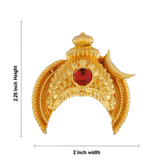 Half Kiridam - 2.25 x 2 Inches | Gold Polish Half Crown / Single Stone Kireedam for Deity Decor