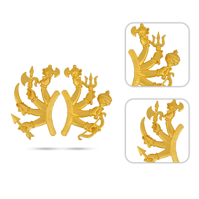 Amman 8 Hand Ayutham - 4 x 2.5 Inches | Goddess Weapon Set / Ayudham Set for Pooja, Temple & Navaratri Decor