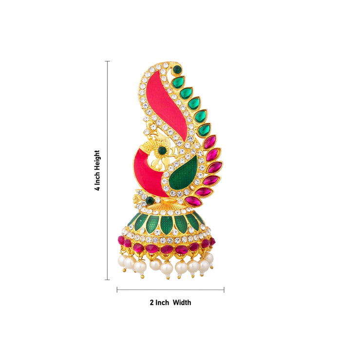 Ear Ornament - 4 x 2 Inches | Enamel Karnapathakkam/ Earring/ Jewellery for Deity Decor