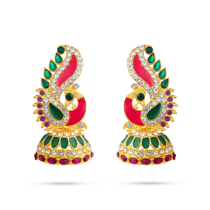 Earring pair - 2.5 x 1.25 Inches | Karnapathakam/ Deity Ear Ornament/ God Jewelry for Pooja & Temple Decoration