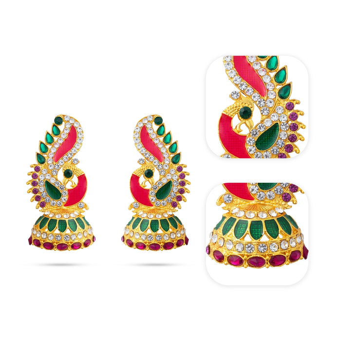Earring pair - 2.5 x 1.25 Inches | Karnapathakam/ Deity Ear Ornament/ God Jewelry for Pooja & Temple Decoration