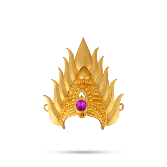 Half Crown - 5 x 4.75 Inches | Single Stone Kireedam/ Gold Polish Mukut/ Sudar Design Kiridam for Deity - Head & Face Accessories