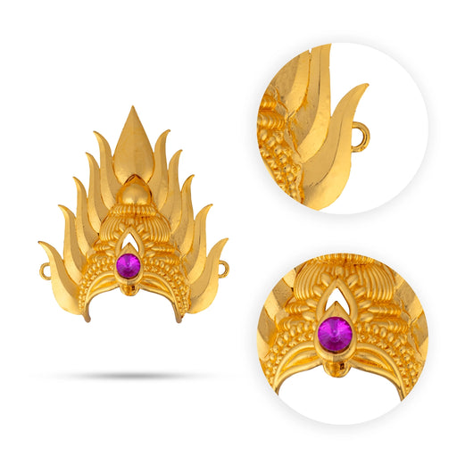 Half Crown - 5 x 4.75 Inches | Single Stone Kireedam/ Gold Polish Mukut/ Sudar Design Kiridam for Deity - Head & Face Accessories