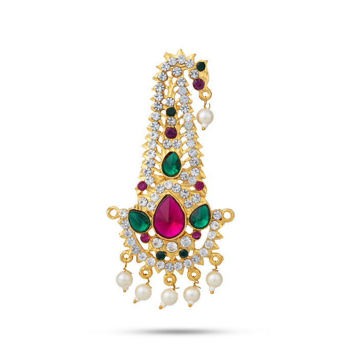 Multicolour Stone Crown -3.5 x 2 Inches | Thura Kireedam/ Mukut/ Kiridam/ Artificial Jewelry For Deity - Head & Face Accessories