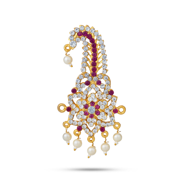 Multicolour Stone Crown -3.5 x 2 Inches | Thura Kireedam/ Mukut/ Kiridam/ Artificial Jewelry For Deity - Head & Face Accessories