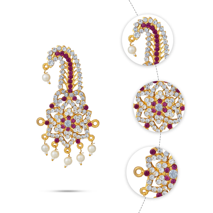 Multicolour Stone Crown -3.5 x 2 Inches | Thura Kireedam/ Mukut/ Kiridam/ Artificial Jewelry For Deity - Head & Face Accessories