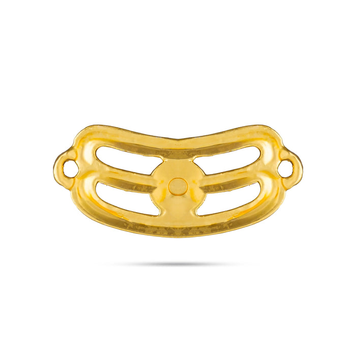 Vibuthi Pattai - 1 x 1.5 Inches | Gold Polish & Single Stone Tripundra Tilak / Vibhuti Pattai for Deity