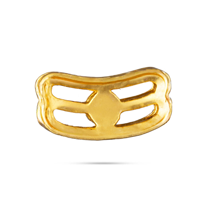 Vibuthi Pattai - 0.25 x 0.5 Inches | Gold Polish & Single Red Colour Stone Tripundra Tilak/Vibhuti Pattai for Deity