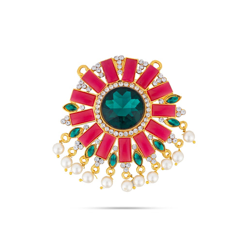 Stone Pendant - 3.5 x 3 Inches | Multicolour Stone & Pearl Design Locket/ Dollar for Deity - Neck & Body Accessories