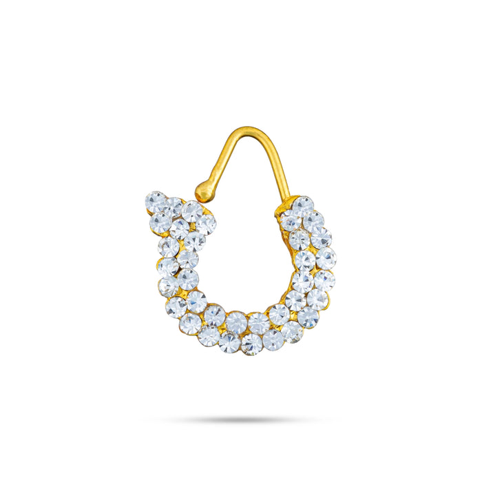 Stone Nathu - 0.75 X 0.75 Inch | Stone Nose Pin/ Small Nose Pin/ Stone Jewellery For Deity Alankaram - Head & Face Accessories