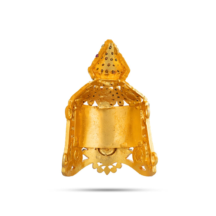 Half Stone Crown- 3 X 2 Inches | Multicolour Stone Kireedam/ Kiridam/ Mukut For Deity Decor & Temple Alankaram - Head & Face Accessories