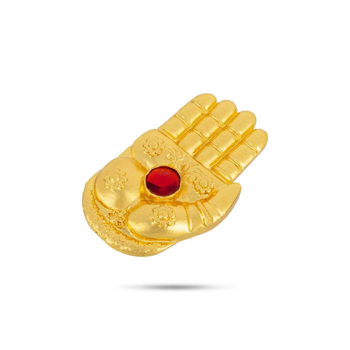 Hastham Set - 2 x 1.25 Inches | Gold Polish with Single Stone Hastam/ Jewellery for Deity