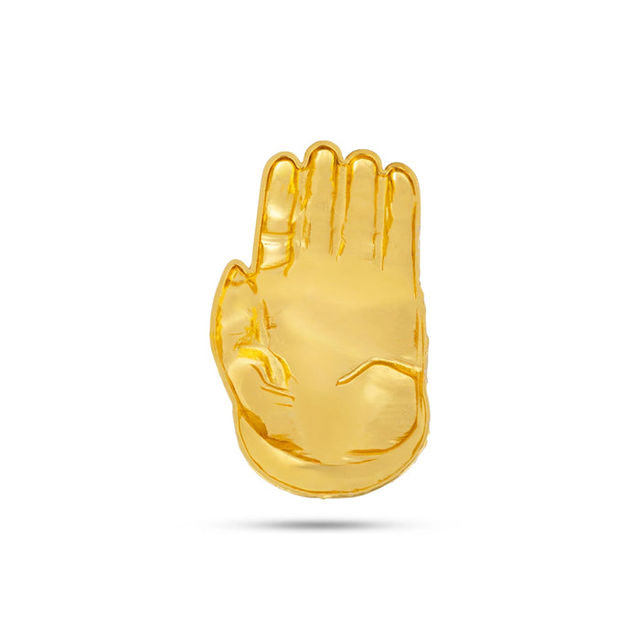Hastham Set - 2 x 1.25 Inches | Gold Polish with Single Stone Hastam/ Jewellery for Deity