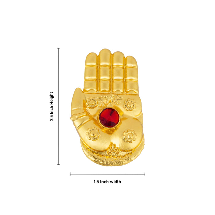 Hastham Set - 2 x 1.25 Inches | Gold Polish with Single Stone Hastam/ Jewellery for Deity