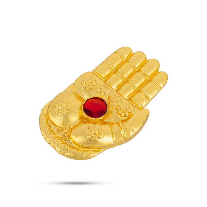Gold Polish Hastham Set - 2 x 1 Inches | Single Stone Hastham/ Hands for Deity Decor