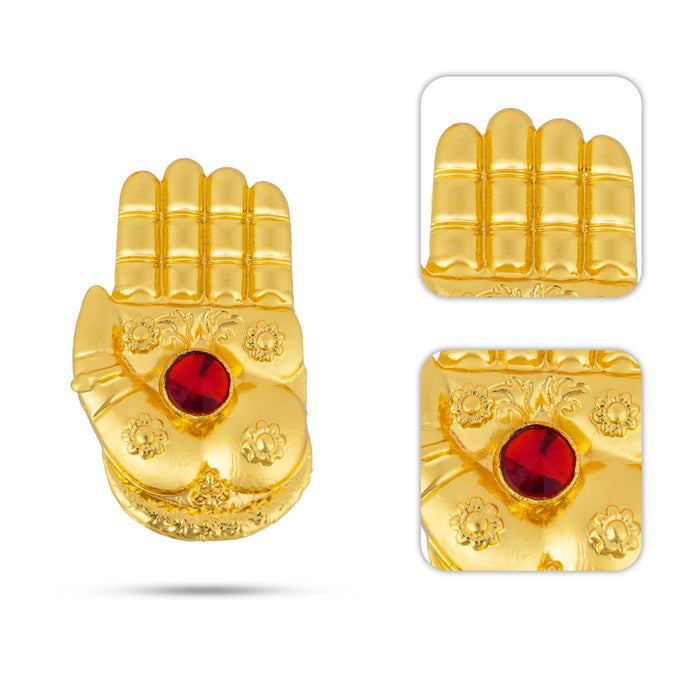 Gold Polish Hastham Set - 2 x 1 Inches | Single Stone Hastham/ Hands for Deity Decor