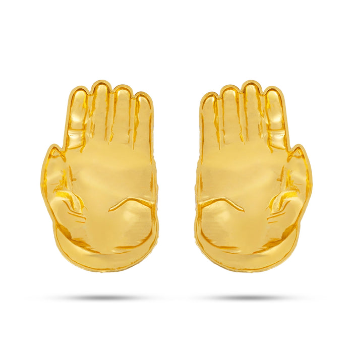 Gold Polish Hastham Set - 2 x 1 Inches | Single Stone Hastham/ Hands for Deity Decor