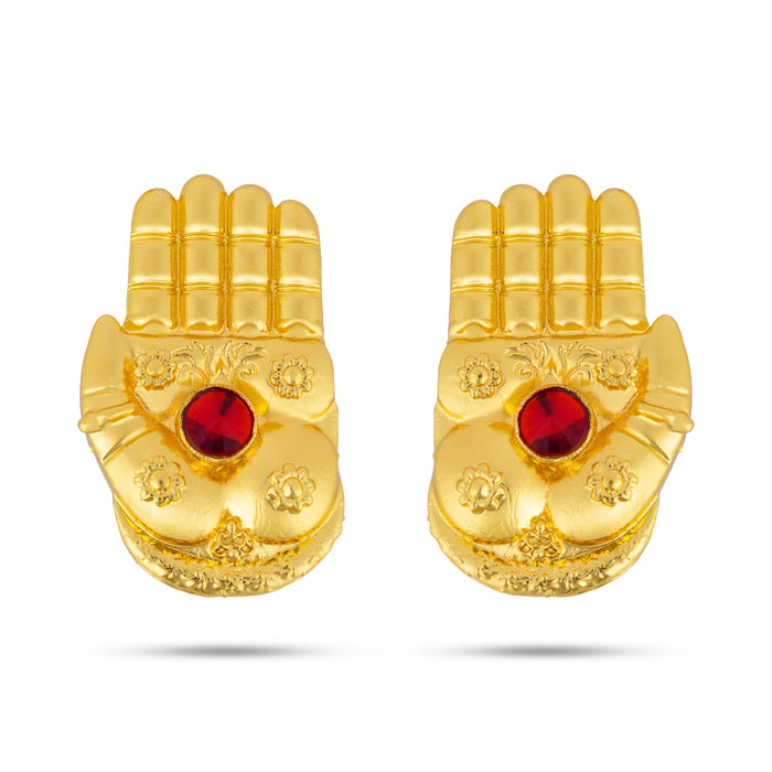 Gold Polish Hand Set - 2 x 1 Inches | Hastham / Single Stone Hands for Deity