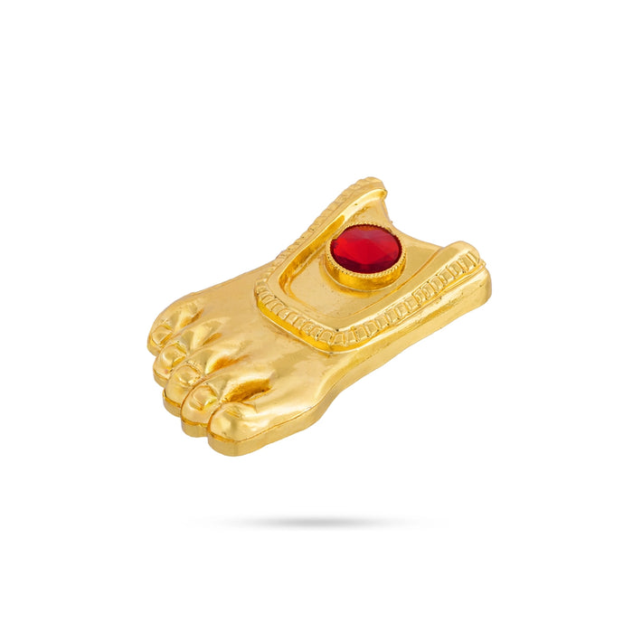 Padham Set - 2.5 x 1.5 Inches | Single Stone Paduka / Gold Polish Padham for Pooja