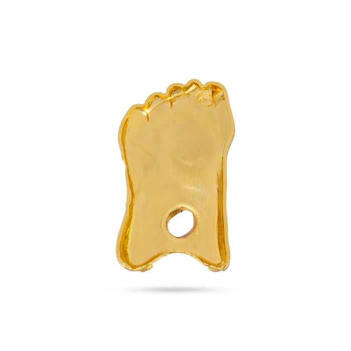 Padham Set - 2.5 x 1.5 Inches | Single Stone Paduka / Gold Polish Padham for Pooja