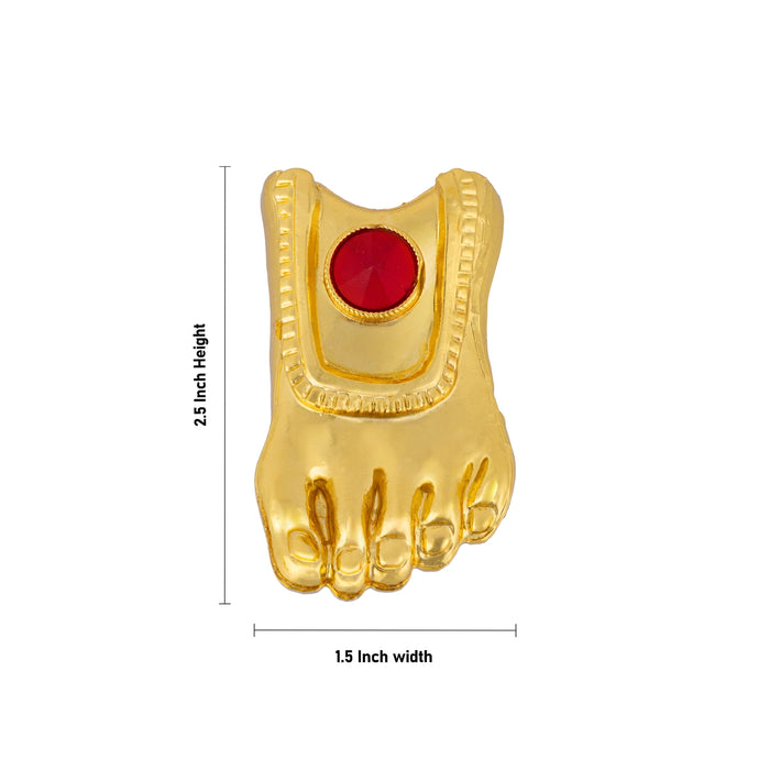 Padham Set - 2.5 x 1.5 Inches | Single Stone Paduka / Gold Polish Padham for Pooja