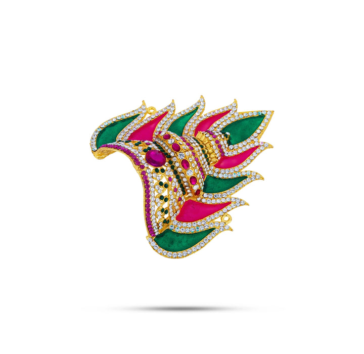 Half Crown - 4.5 x 4 Inches | Multicolour Stone Kireedam/ Ardha Kiridam/ Enamel Sudar Mukut for Deity Decor