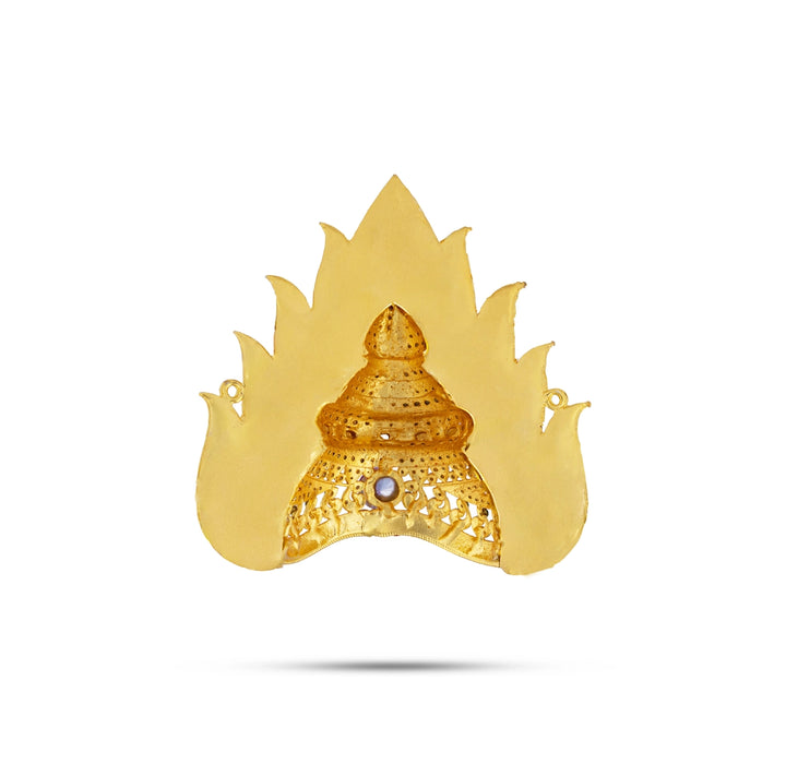 Half Crown - 4.5 x 4 Inches | Multicolour Stone Kireedam/ Ardha Kiridam/ Enamel Sudar Mukut for Deity Decor